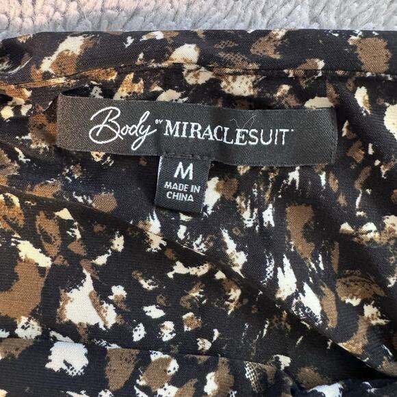 BODY MIRACLESUIT FLORAL SLIMMING SIDE RUCHED DRESS WOMENS M - Picture 3 of 5